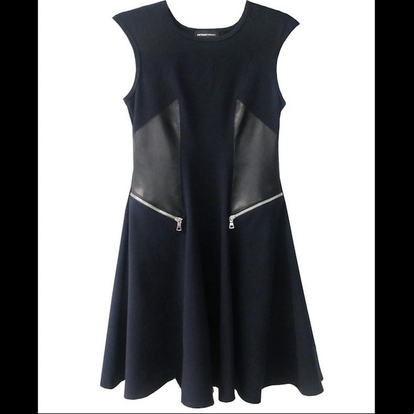 Fifteen Twenty Sleeveless Leather Panel Dress- Navy Blue and Black Size Small - Picture 2 of 14